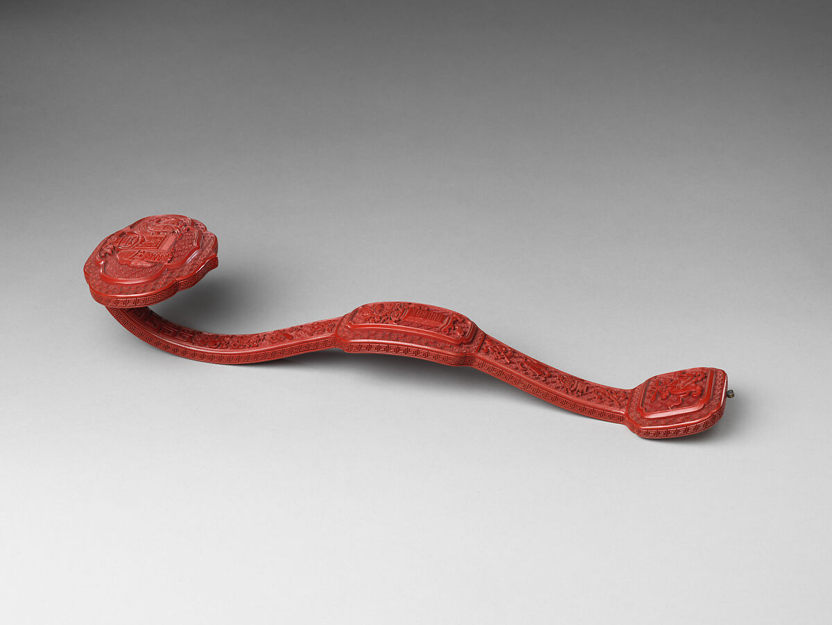 Ruyi scepter, Red lacquer, China 