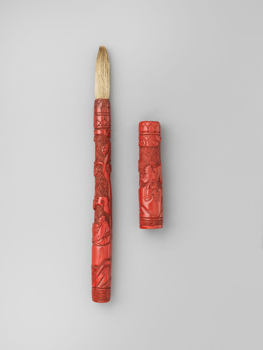 Brush with cover, Red lacquer, China