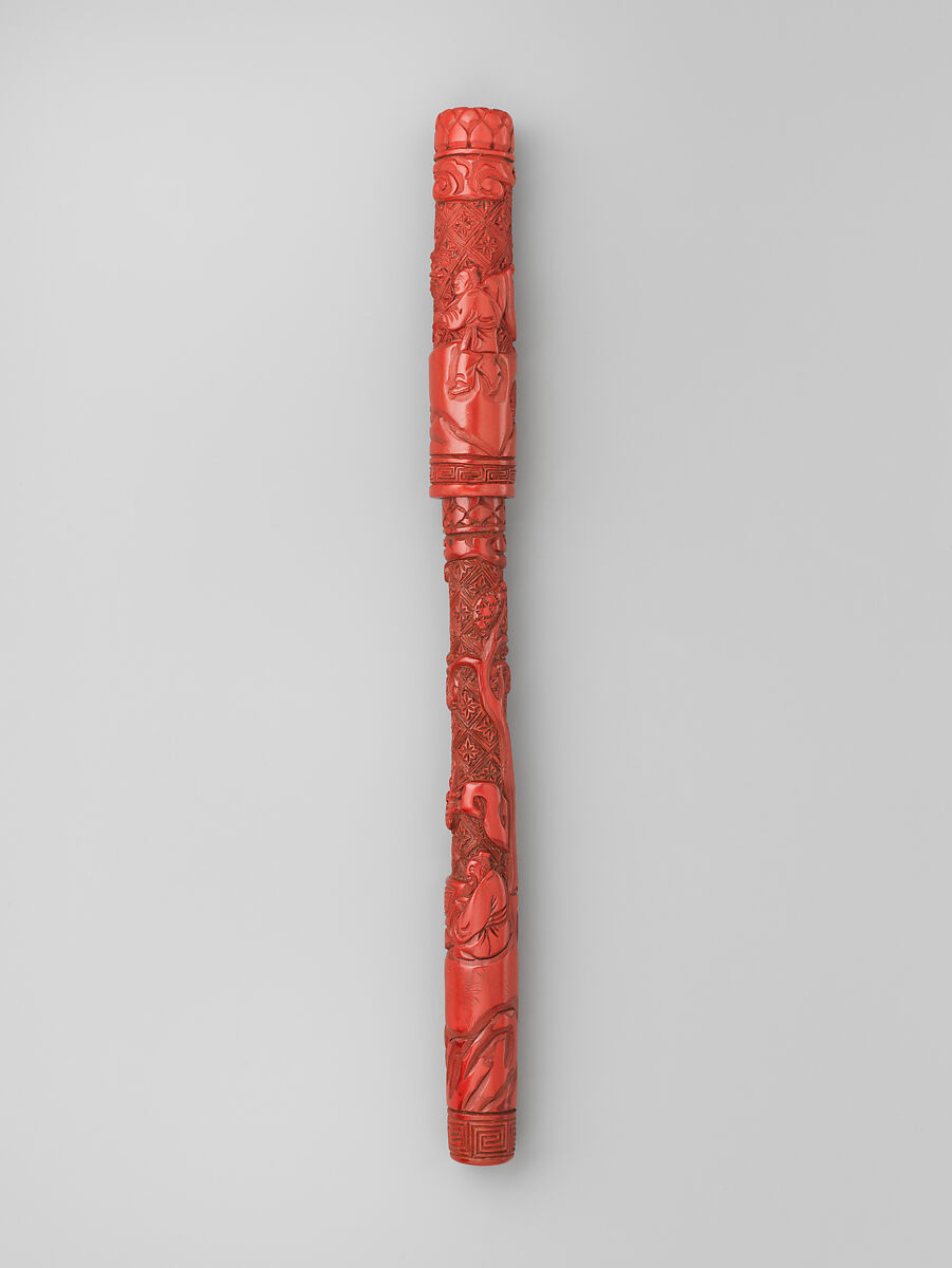 Brush with cover, Red lacquer, China 
