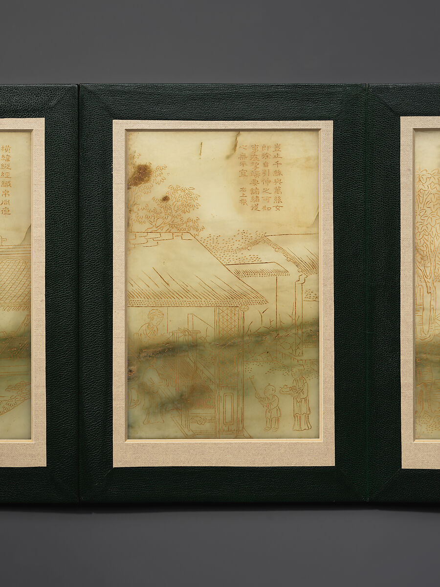 Album of Illustrated Cotton Production and poems composed by the Qianlong Emperor, Jade (nephrite), China