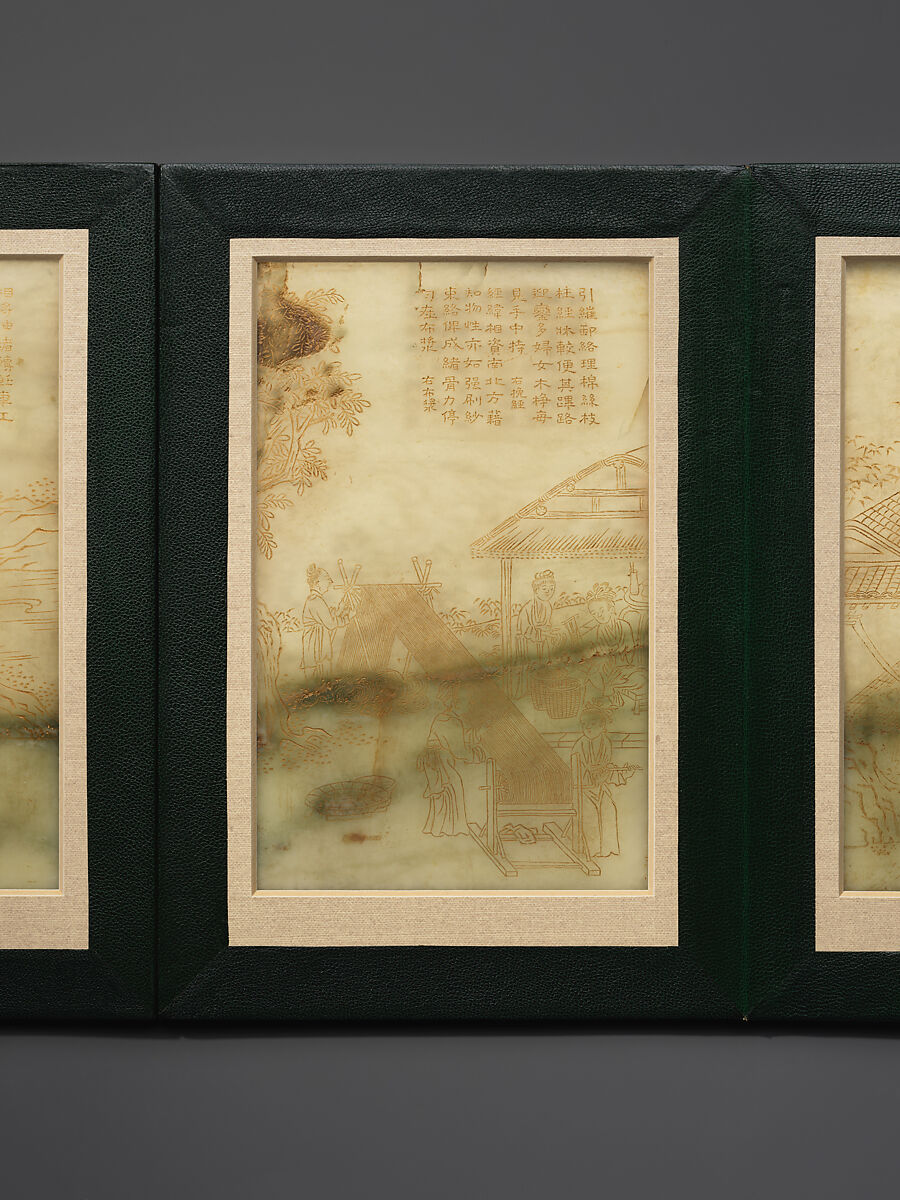 Album of Illustrated Cotton Production and poems composed by the Qianlong Emperor, Jade (nephrite), China