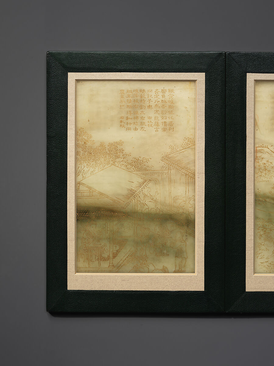 Album of Illustrated Cotton Production and poems composed by the Qianlong Emperor, Jade (nephrite), China