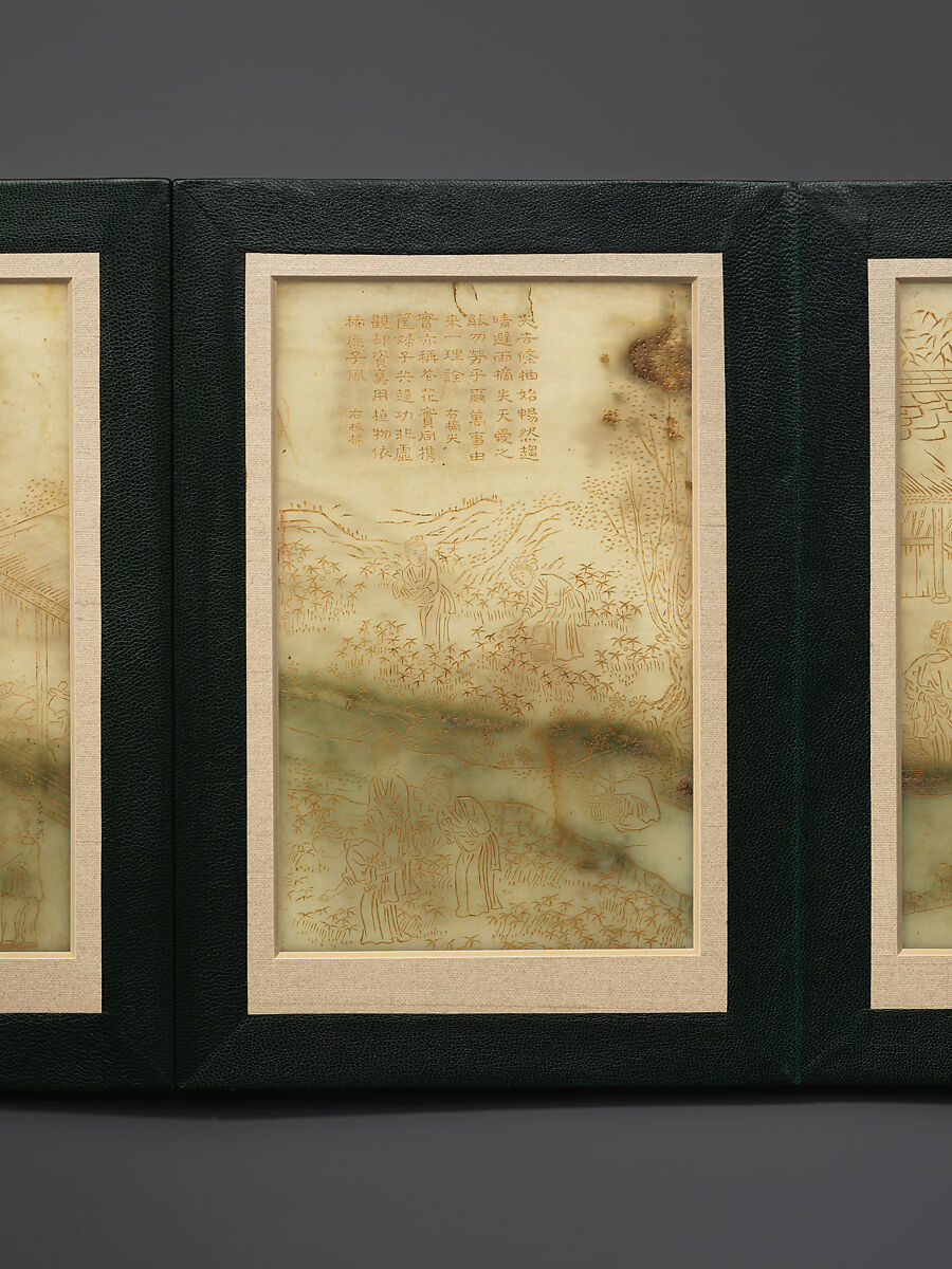 Album of Illustrated Cotton Production and poems composed by the Qianlong Emperor, Jade (nephrite), China