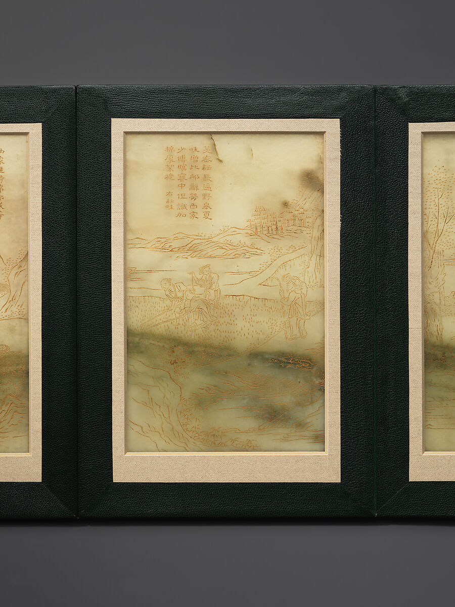 Album of Illustrated Cotton Production and poems composed by the Qianlong Emperor, Jade (nephrite), China