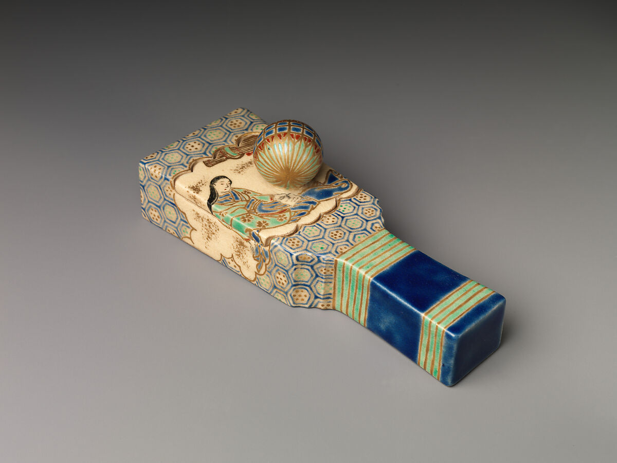 Incense container with lid, Stoneware with polychrome enamels, Japan 