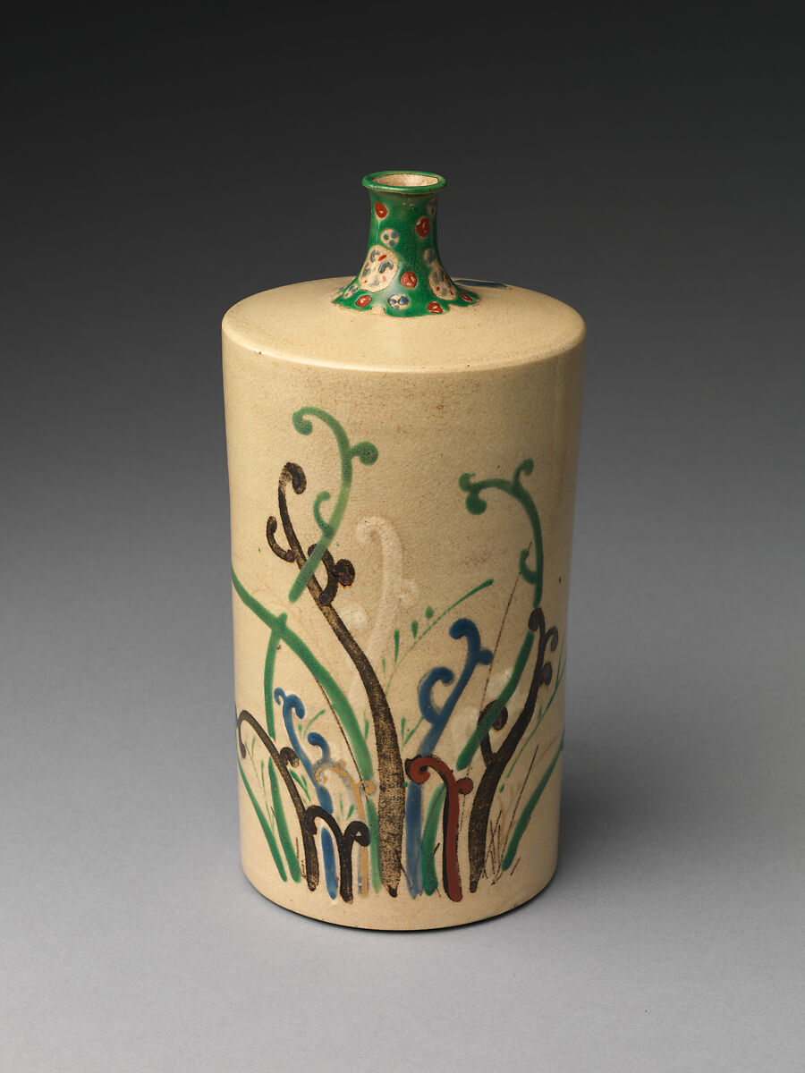 Sake bottle, Stoneware (Ko-Kiyomizu ware), Japan 