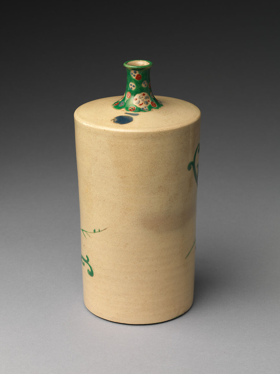 Sake bottle, Stoneware (Ko-Kiyomizu ware), Japan