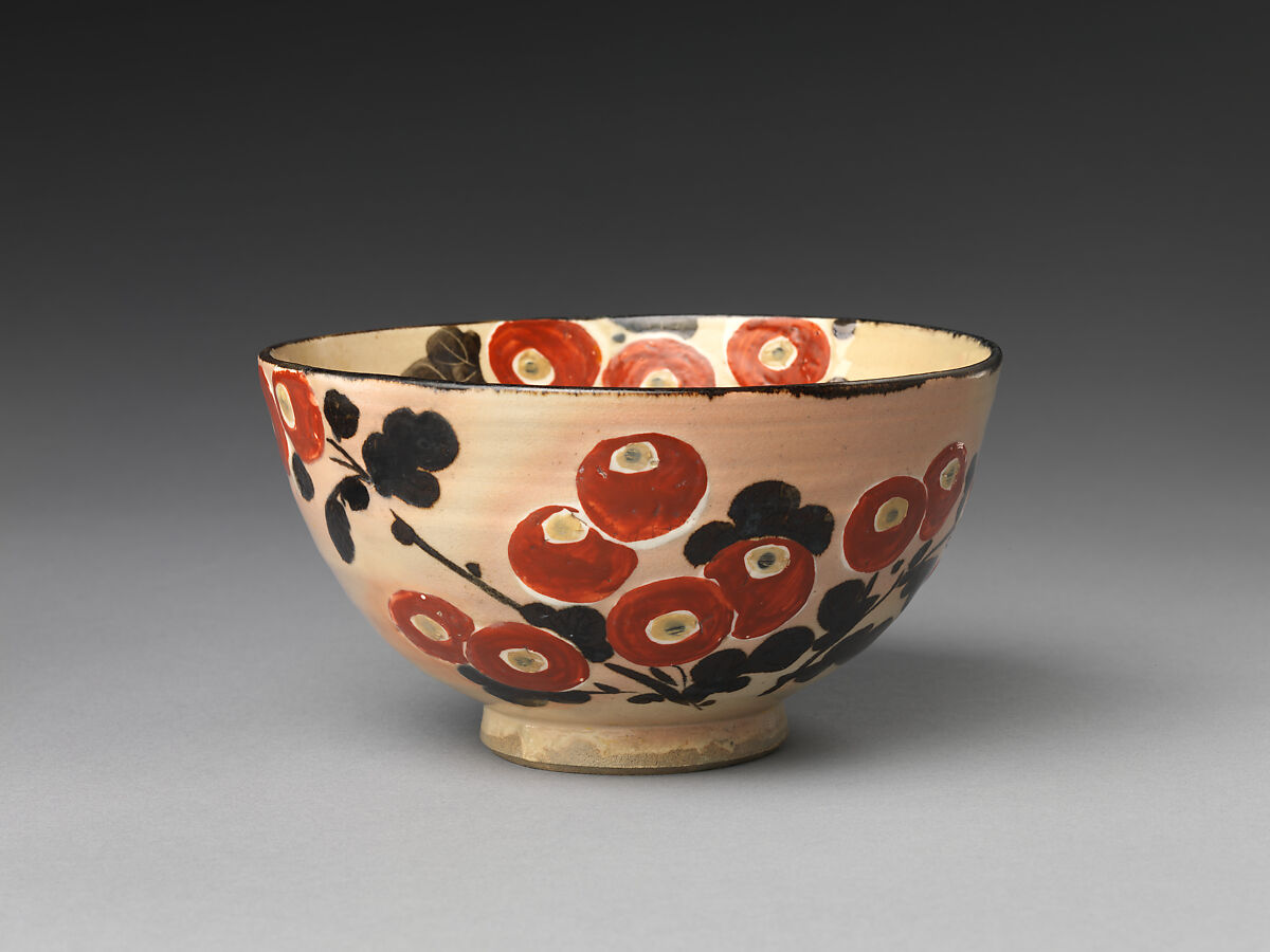 Bowl with blossoms, Nin&#39;ami Dōhachi (Takahashi Dōhachi II) (Japanese, 1783–1855), Stoneware with polychrome enamels, Japan 