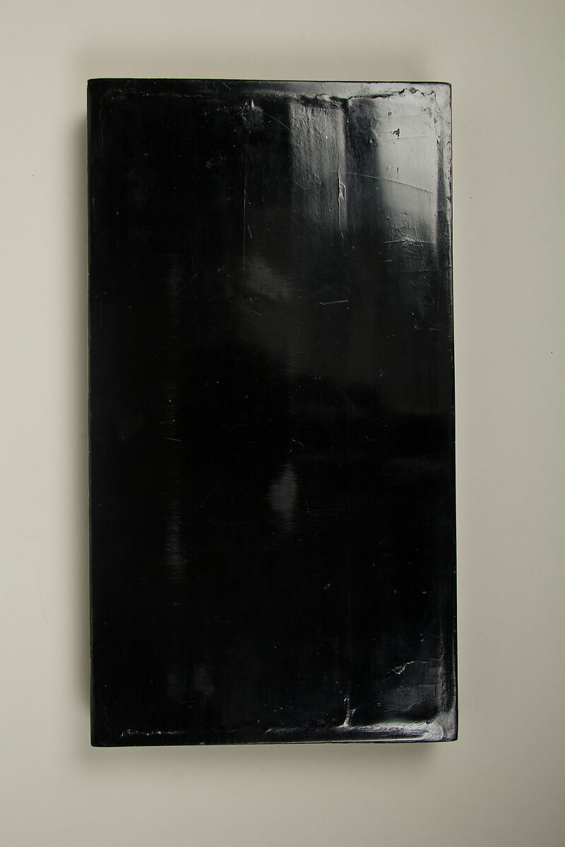Rectangular box in imitation of a pack of books, Black lacquer inlaid with bone, China