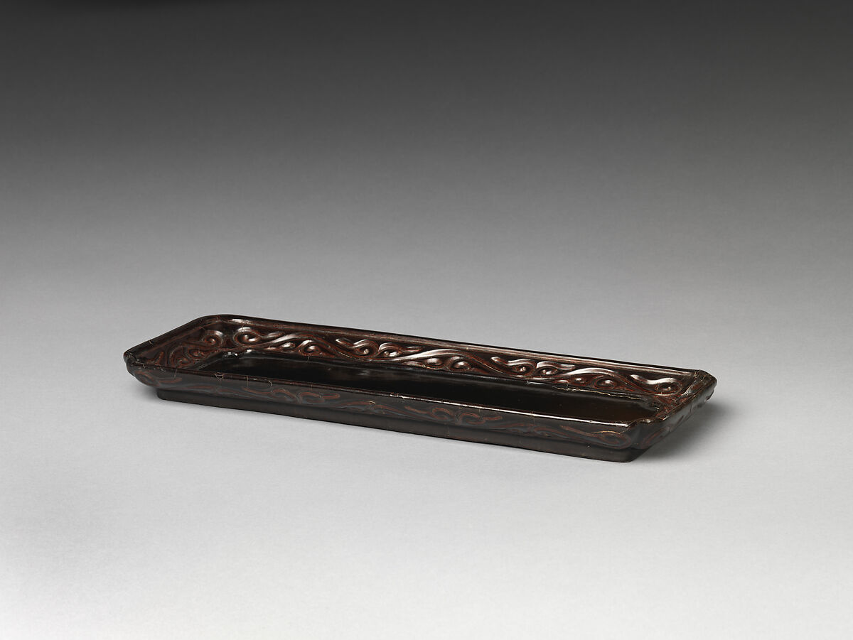 Brush tray, Black and red lacquer (Guri), China