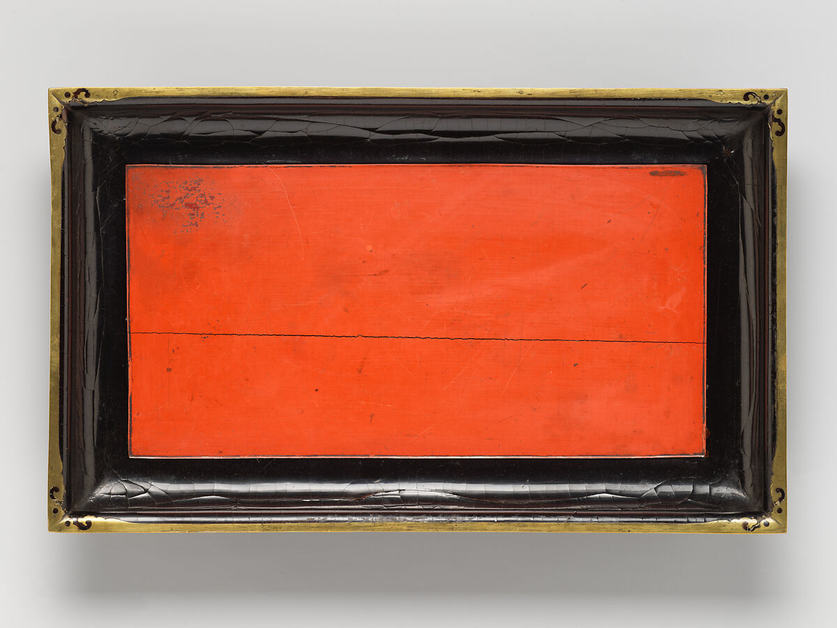 Tray, Red and black lacquer, brass mounts, China
