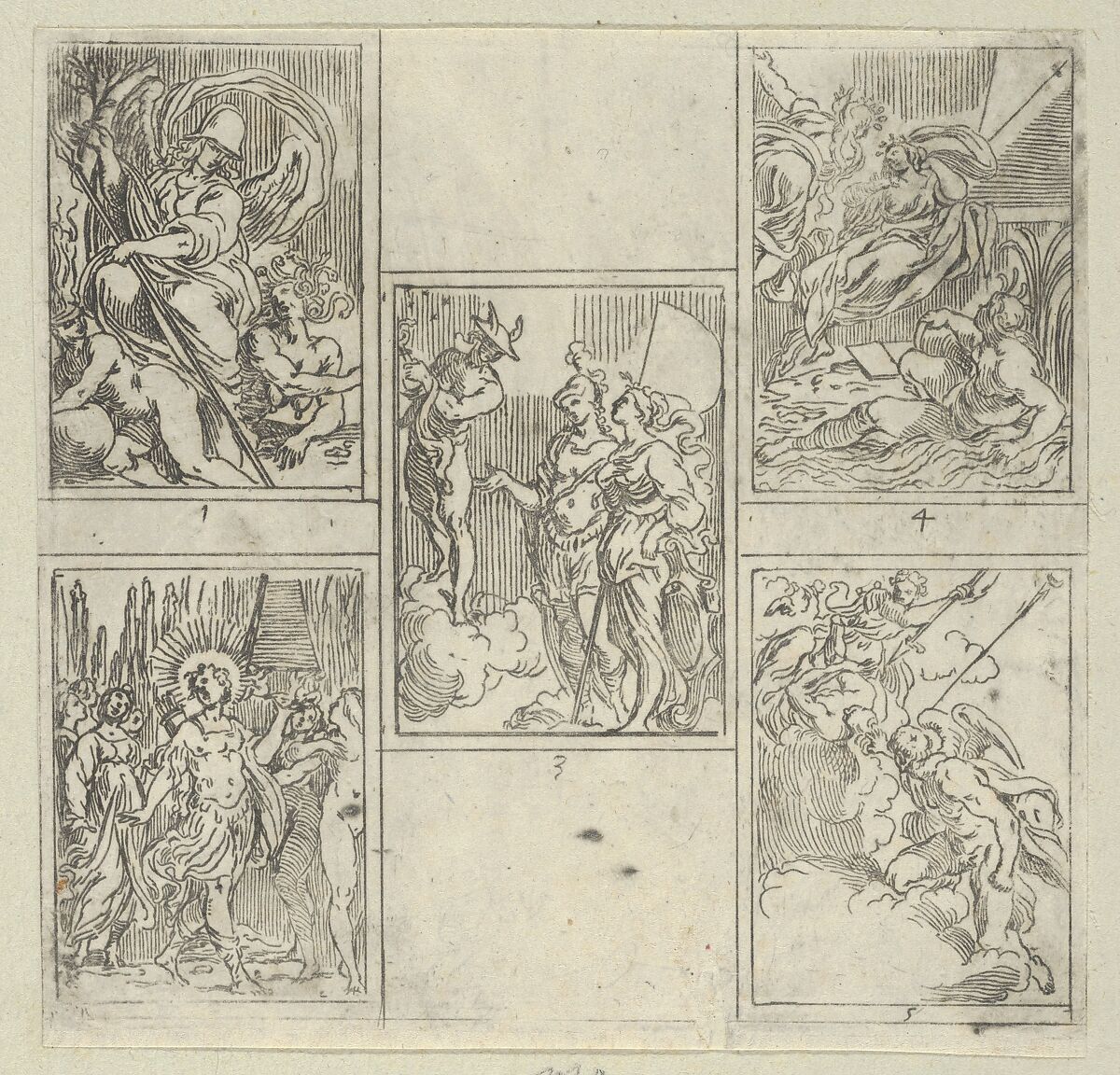 Title page to IL FUNERALE D'AGOSTIN CARRACCIO FATTO IN BOLOGNA SUA PATRIA DAGL'INCAMINATI Academici del Disegno; title inside a cartouche with a globe and stars at top and a grotesque mask at bottom, Francesco Brizio (Italian, Bologna ca. 1574–1623 Bologna), Engraving with some etching