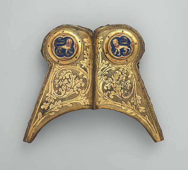 Pommel Plate for a Saddle in the Style of the Late Middles Ages, Workshop of Louis Marcy (Luigi Parmeggiani) (Italian, 1860–1945), Copper alloy, gold, enamel, French 