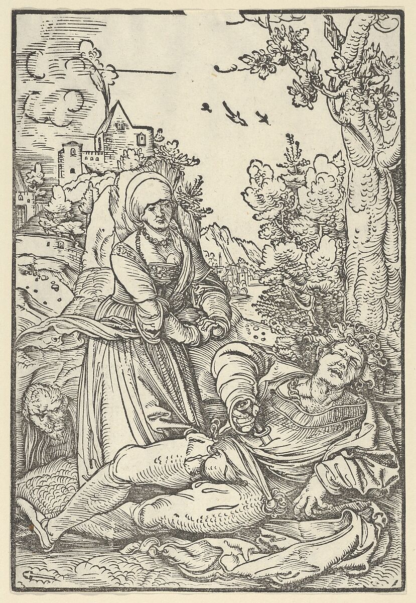 Pyramus and Thisbe, Hans Schäufelein (German, Nuremberg ca. 1480–ca. 1540 Nördlingen), Woodcut 