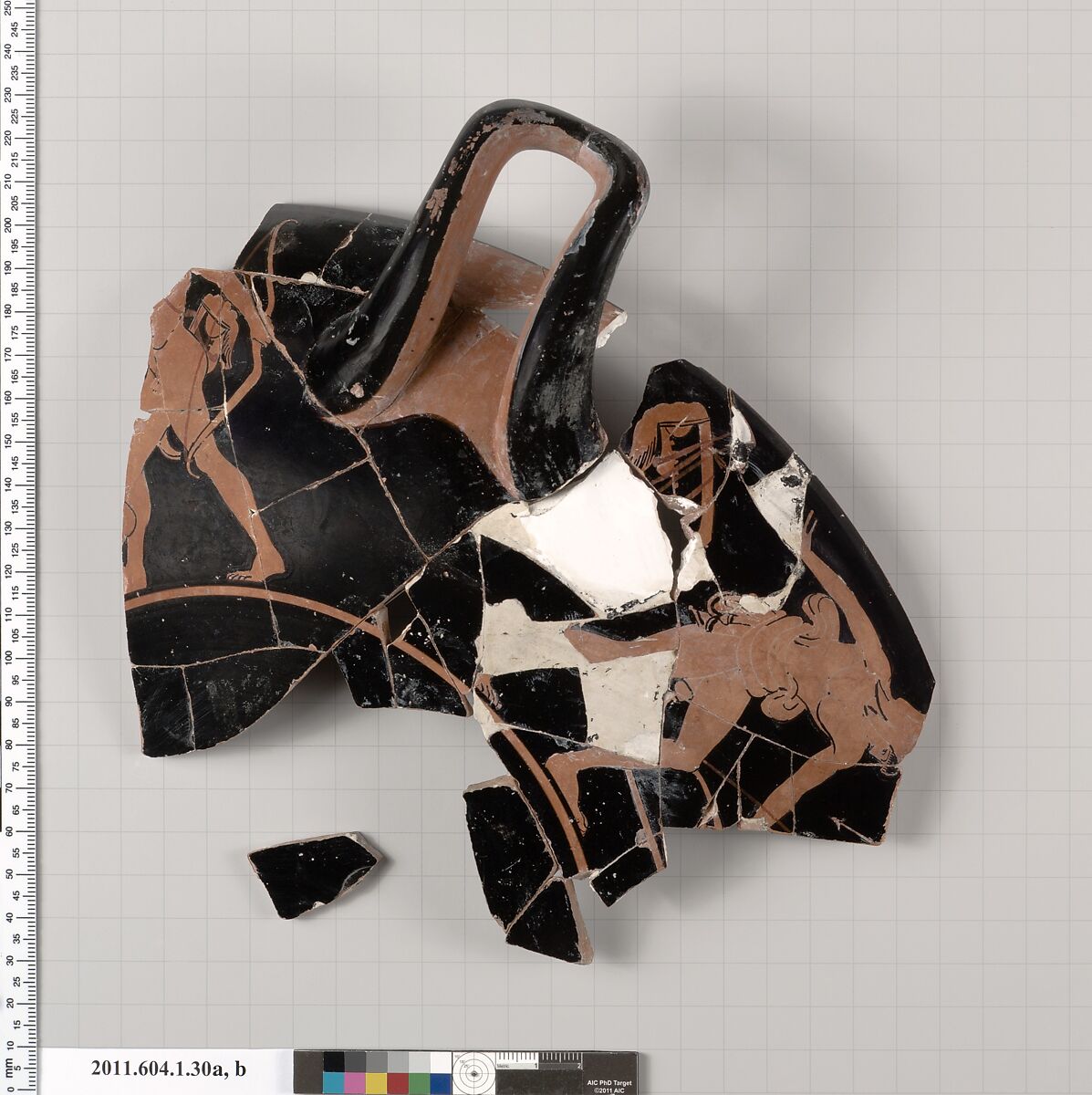 Terracotta fragments of a kylix (drinking cup), Terracotta, Greek, Attic