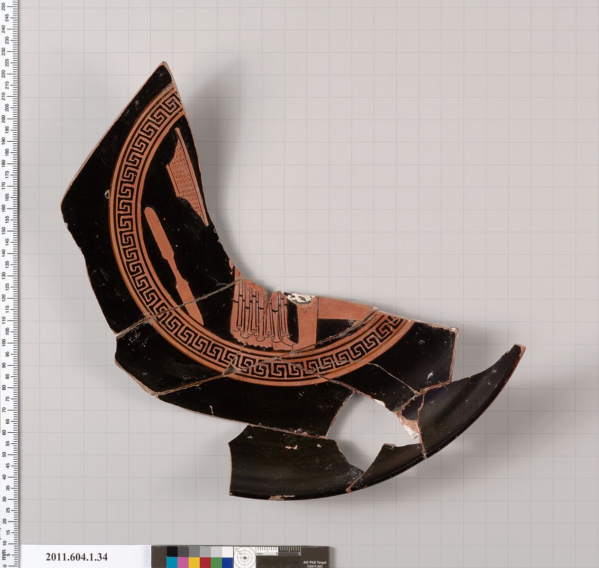 Terracotta fragments of a kylix (drinking cup), Terracotta, Greek, Attic