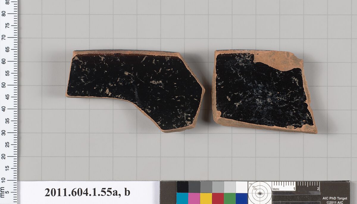 Terracotta rim fragments of a kylix (drinking cup), Terracotta, Greek, Attic