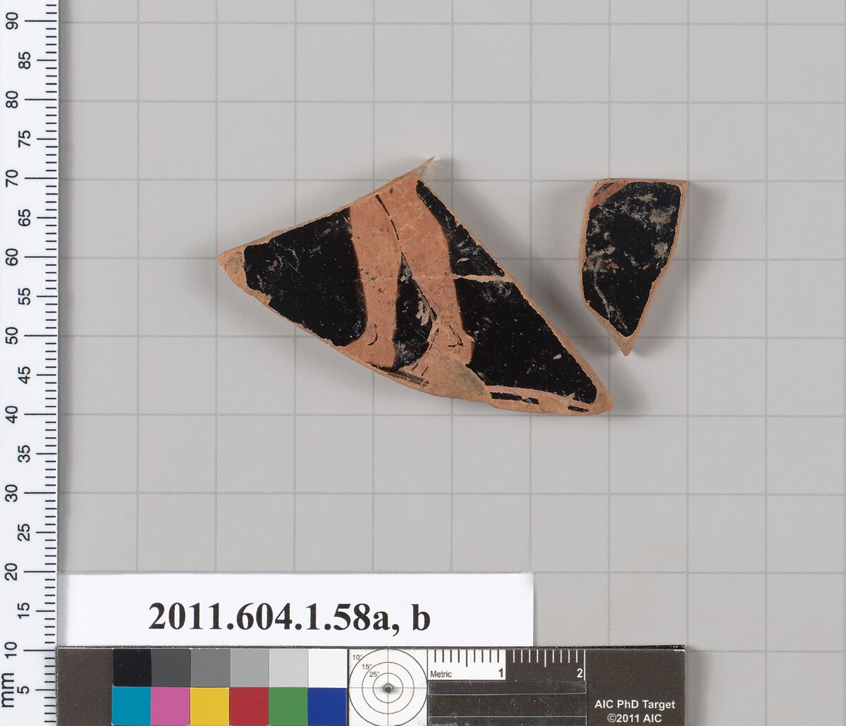 Terracotta fragments of a kylix (drinking cup), Terracotta, Greek, Attic