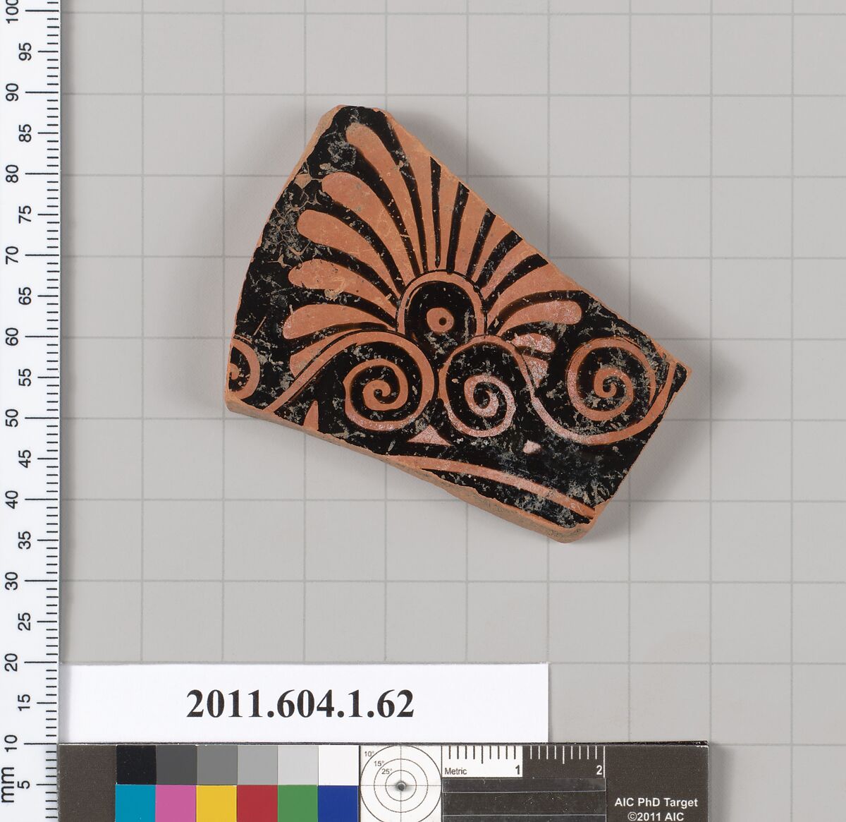 Terracotta fragment of a kylix (drinking cup), Terracotta, Greek, Attic