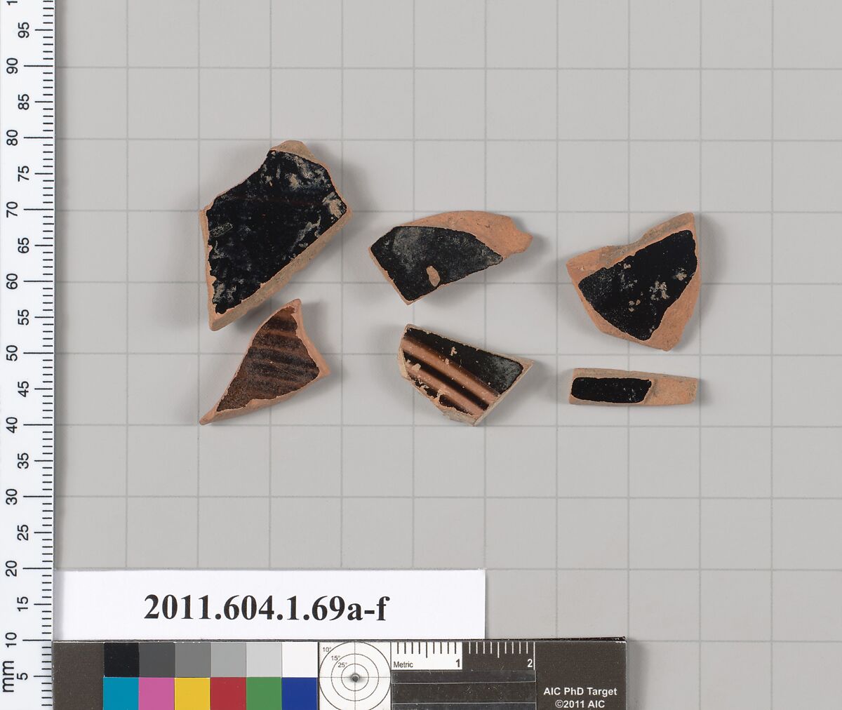 Terracotta fragments of a kylix (drinking cup), Terracotta, Greek, Attic