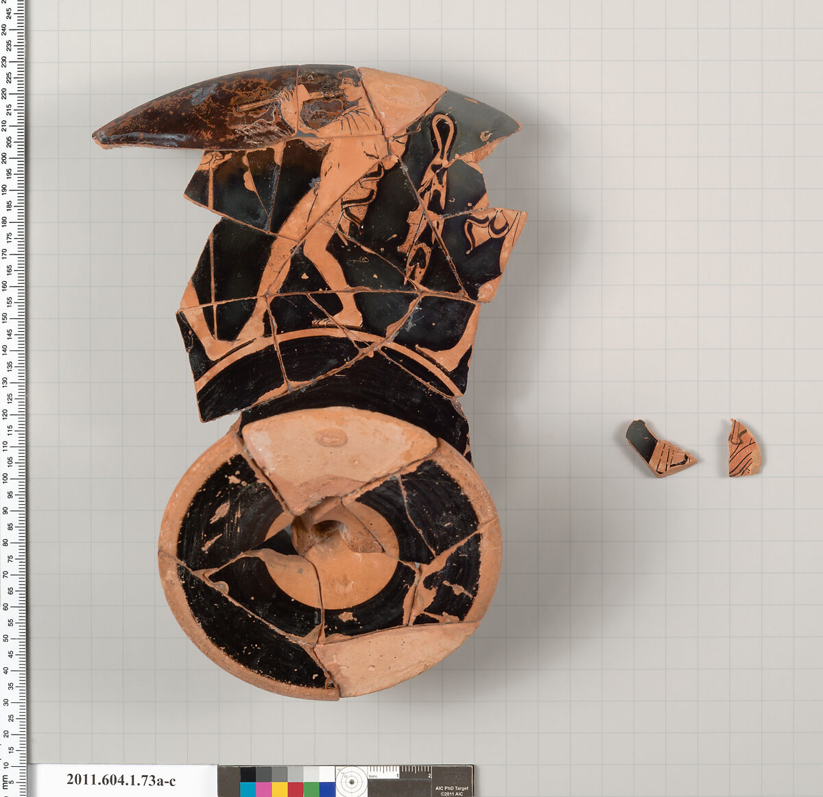 Terracotta fragments of a kylix (drinking cup), Terracotta, Greek, Attic