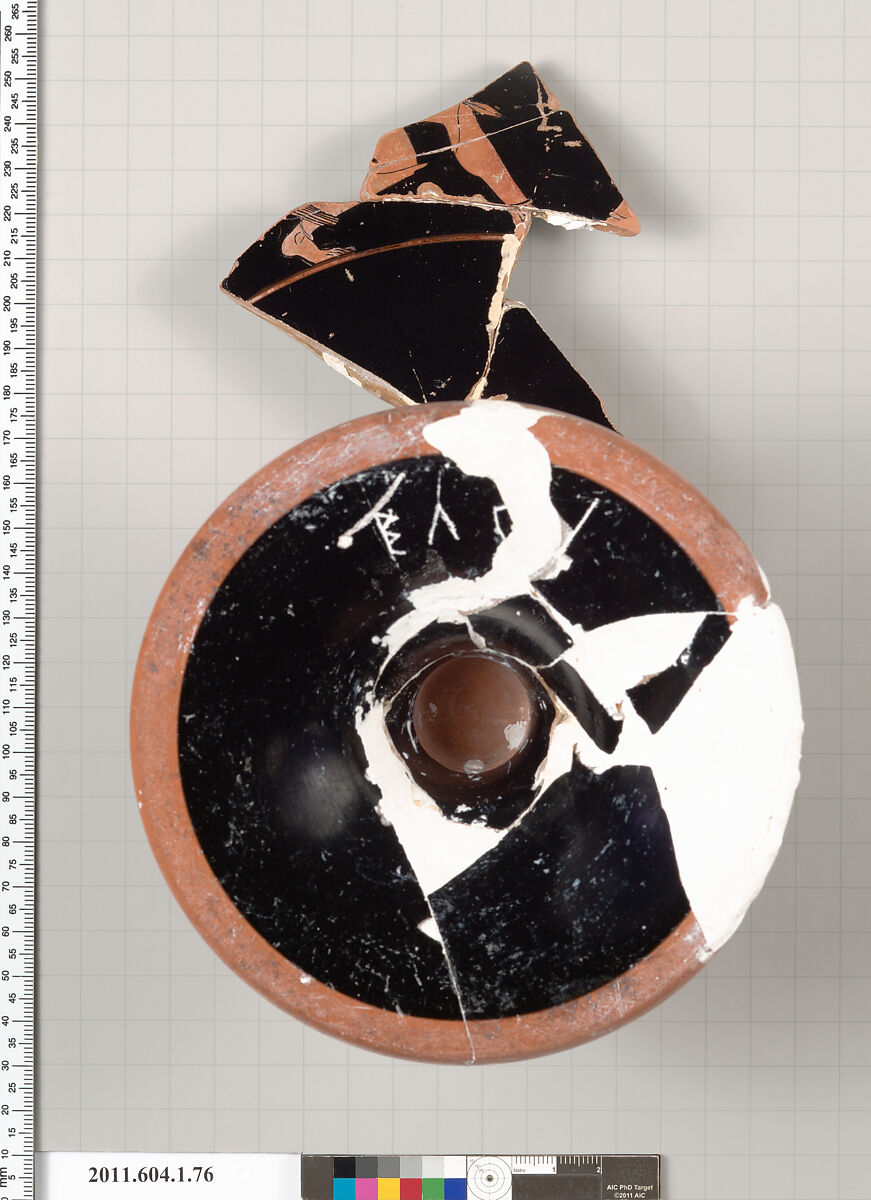 Terracotta fragments of a kylix (drinking cup), Terracotta, Greek, Attic