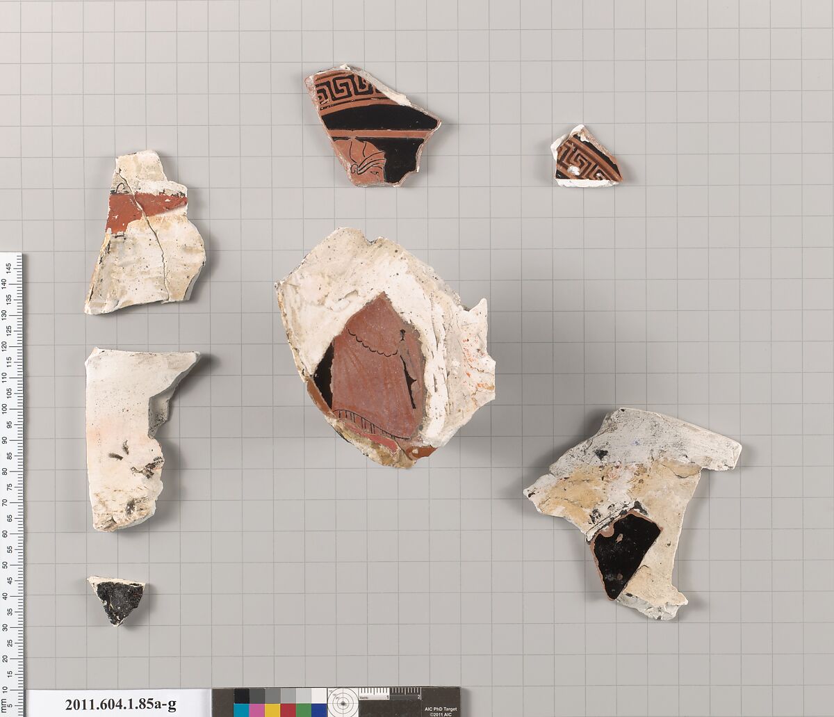 Terracotta fragments of a kylix (drinking cup), Terracotta, Greek, Attic 