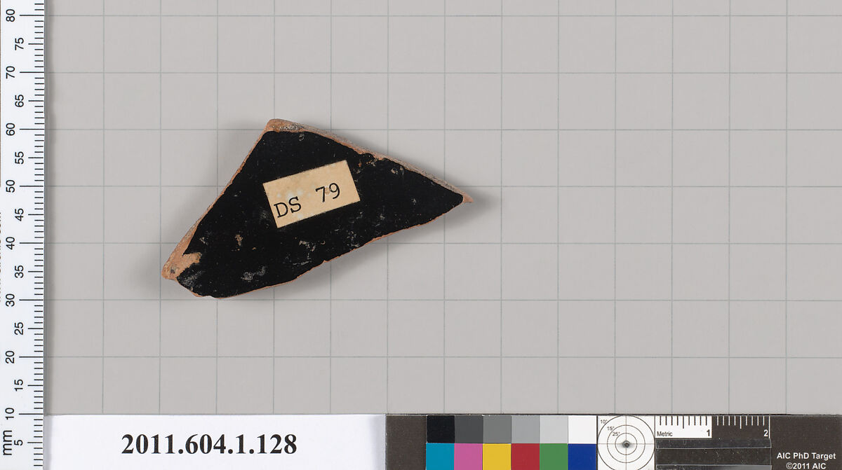 Terracotta fragment of a kylix (drinking cup), Terracotta, Greek, Attic