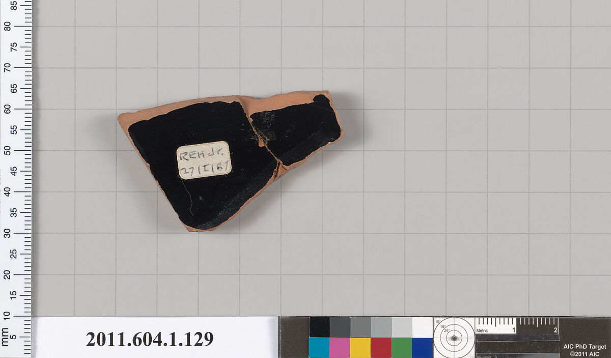 Terracotta fragment of a kylix (drinking cup), Terracotta, Greek, Attic