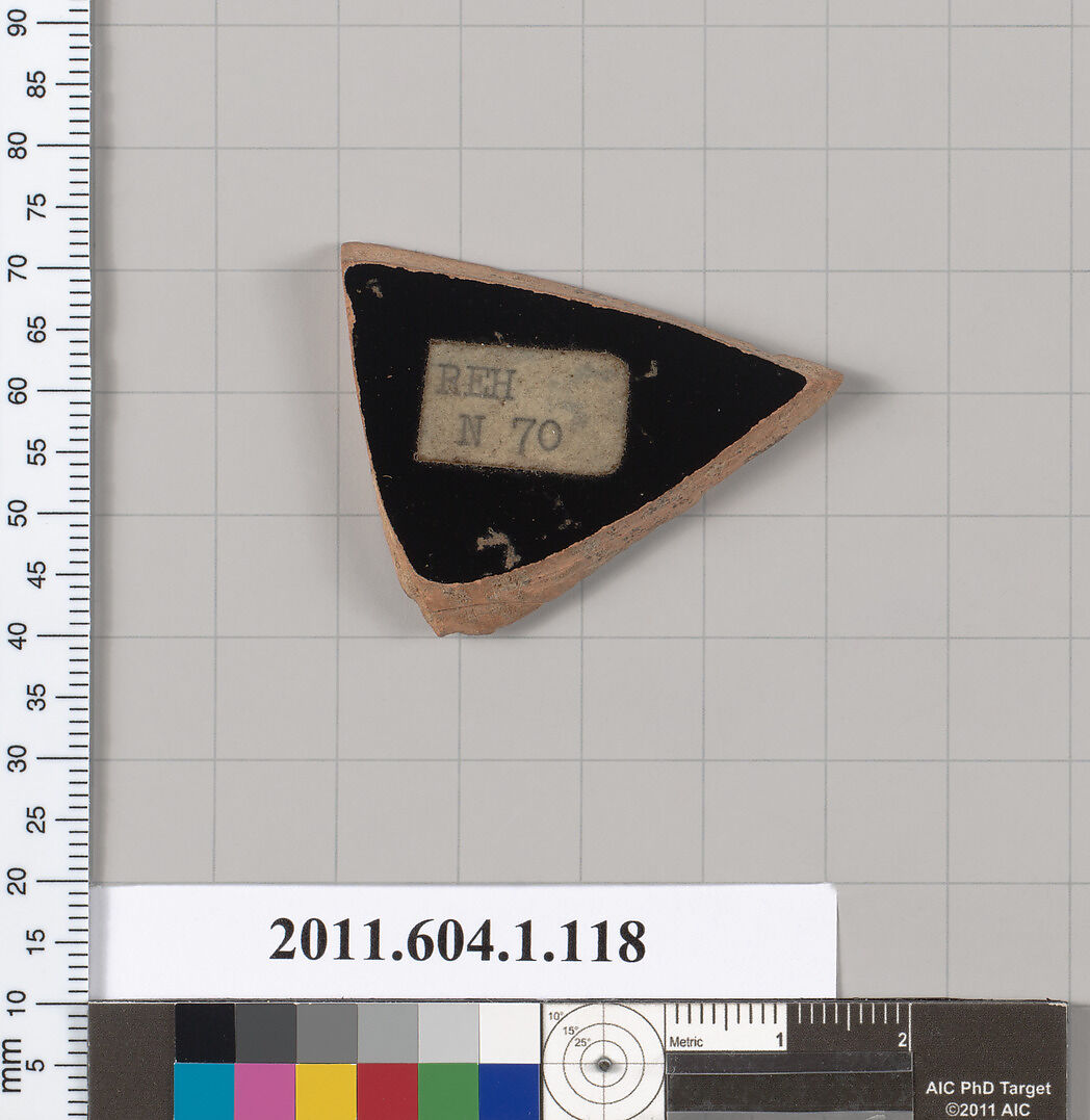 Terracotta fragment of a kylix (drinking cup), Terracotta, Greek, Attic