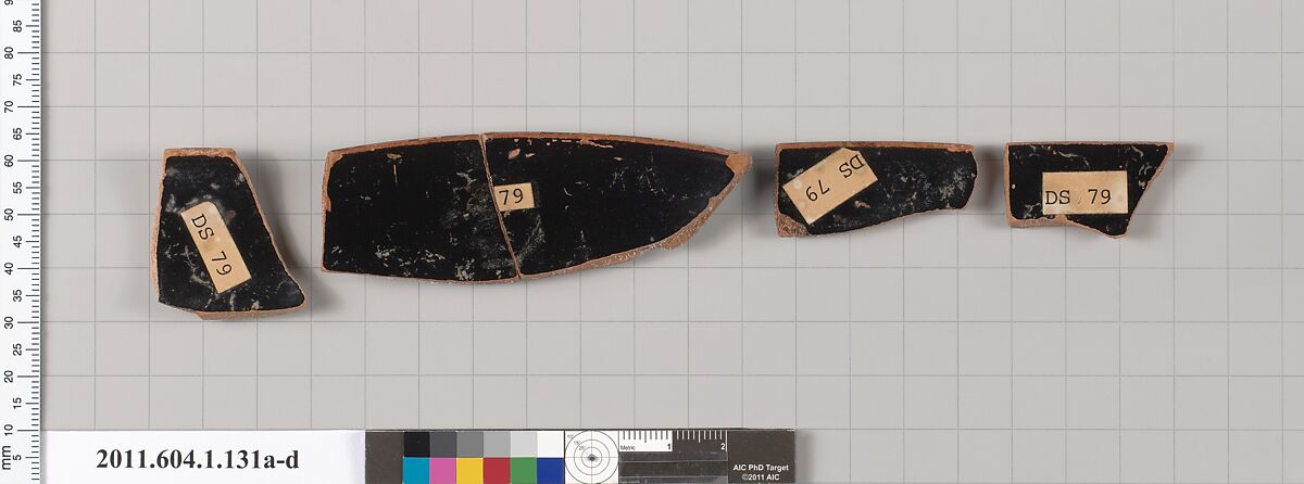 Terracotta rim fragments of a kylix (drinking cup), Terracotta, Greek, Attic