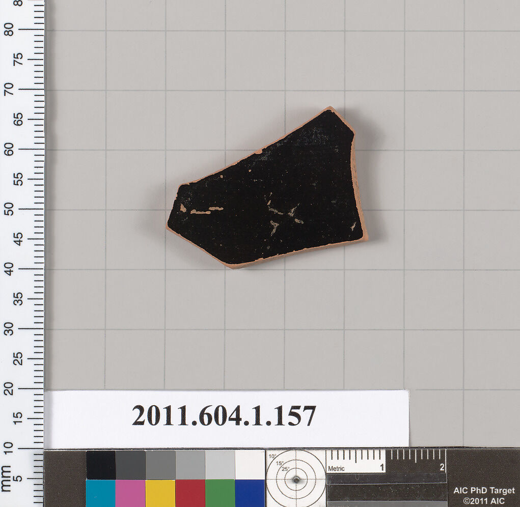 Terracotta fragment of a kylix (drinking cup), Terracotta, Greek, Attic