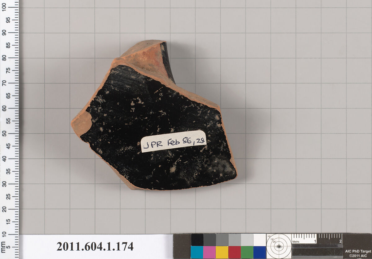 Terracotta fragment of a kylix (drinking cup), Terracotta, Greek, Attic