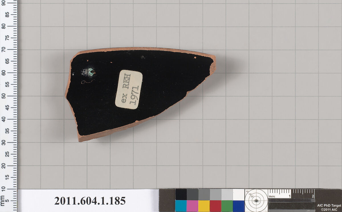 Terracotta rim fragment of a kylix (drinking cup), Terracotta, Greek, Attic