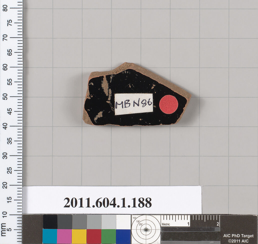 Terracotta fragment of a kylix (drinking cup), Terracotta, Greek, Attic