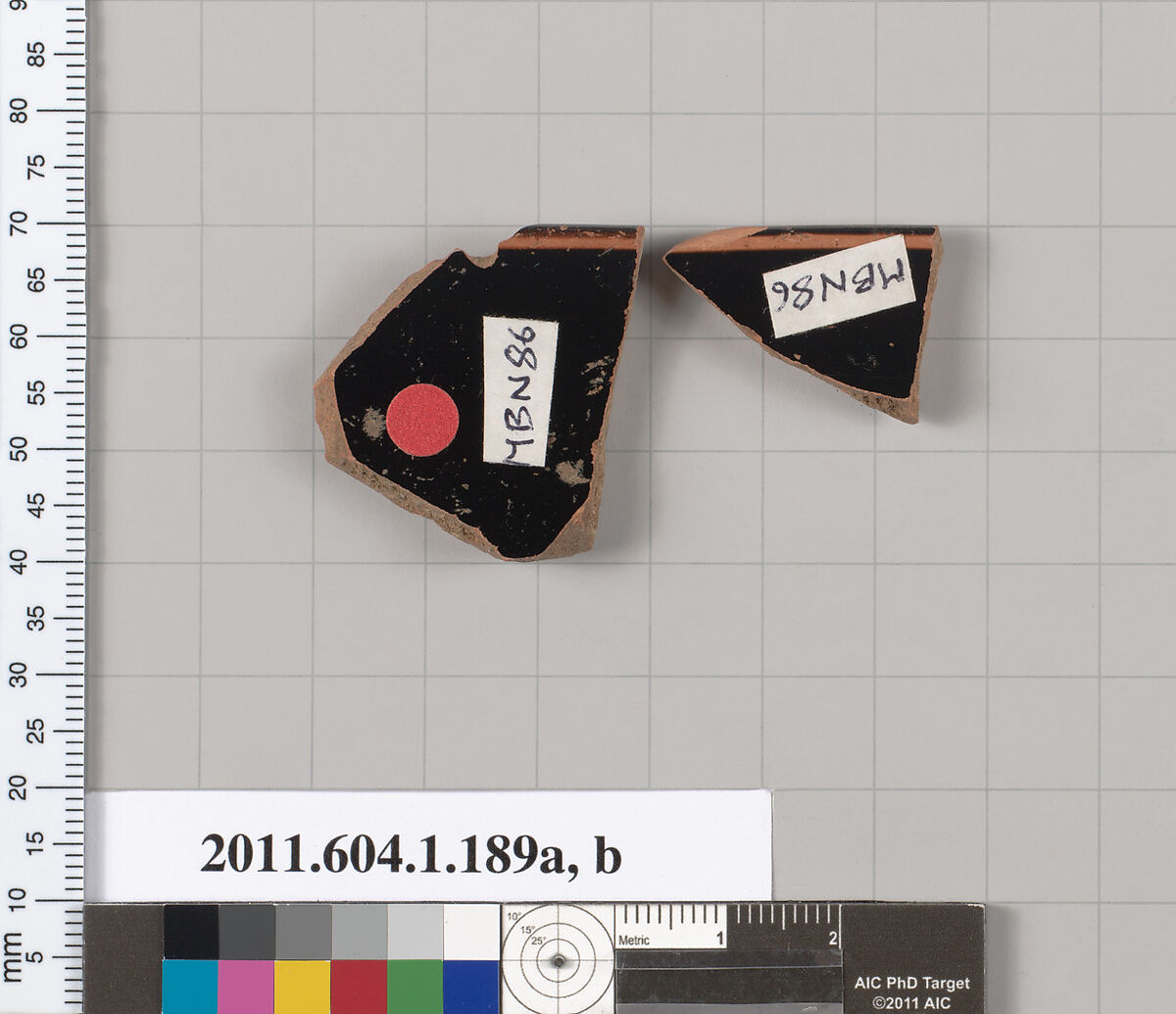 Terracotta rim fragments of a kylix (drinking cup), Terracotta, Greek, Attic