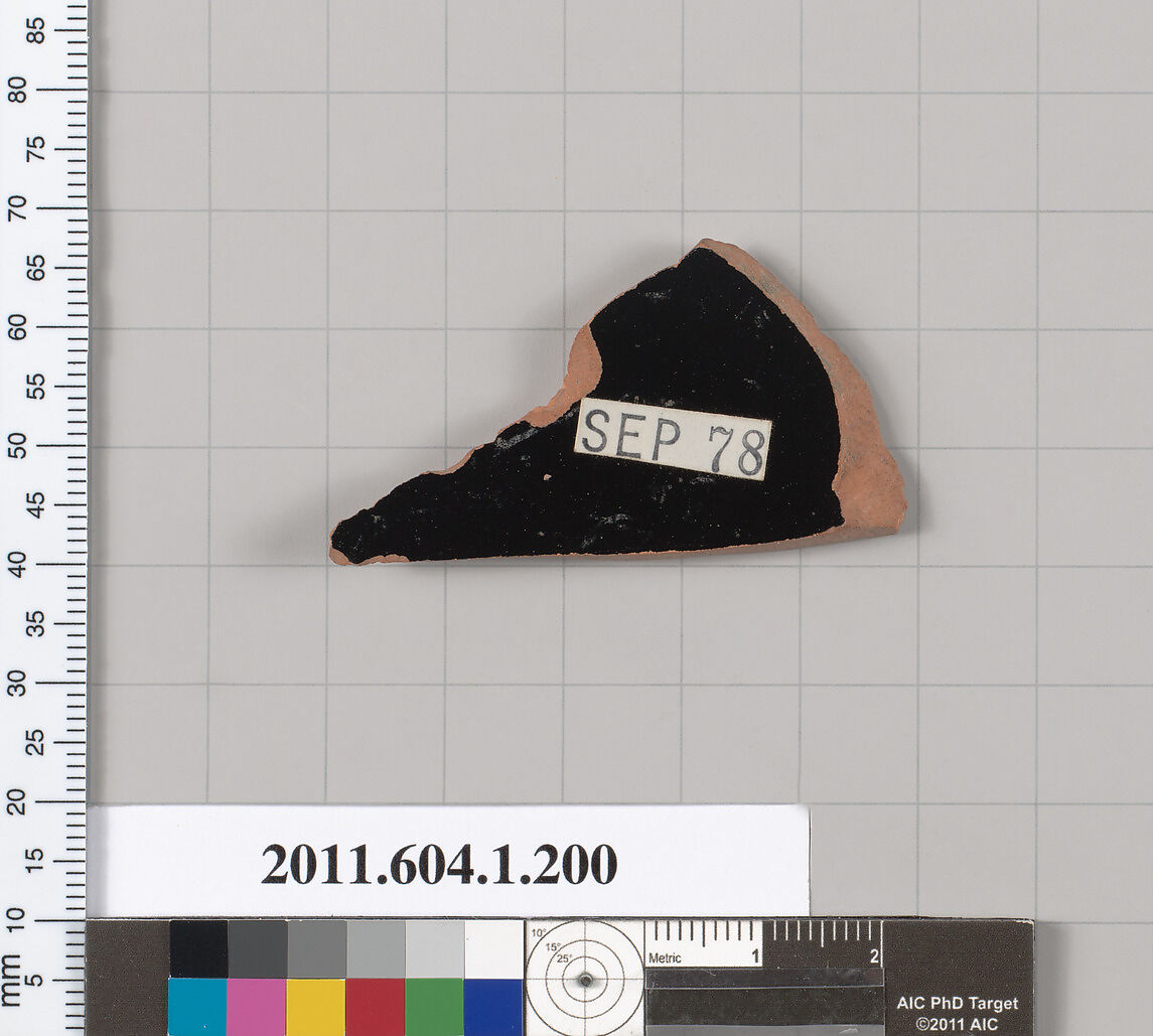 Terracotta fragment of a kylix (drinking cup), Terracotta, Greek, Attic