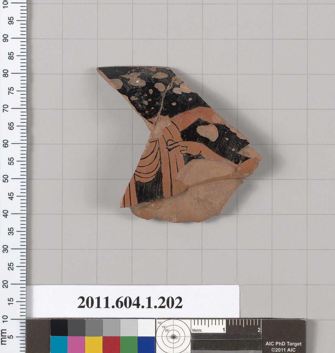 Terracotta fragment of a kylix (drinking cup), Terracotta, Greek, Attic