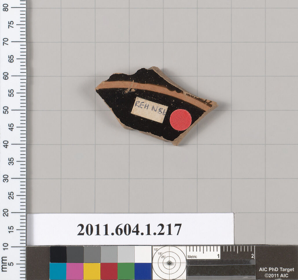 Terracotta fragment of a kylix (drinking cup), Terracotta, Greek, Attic