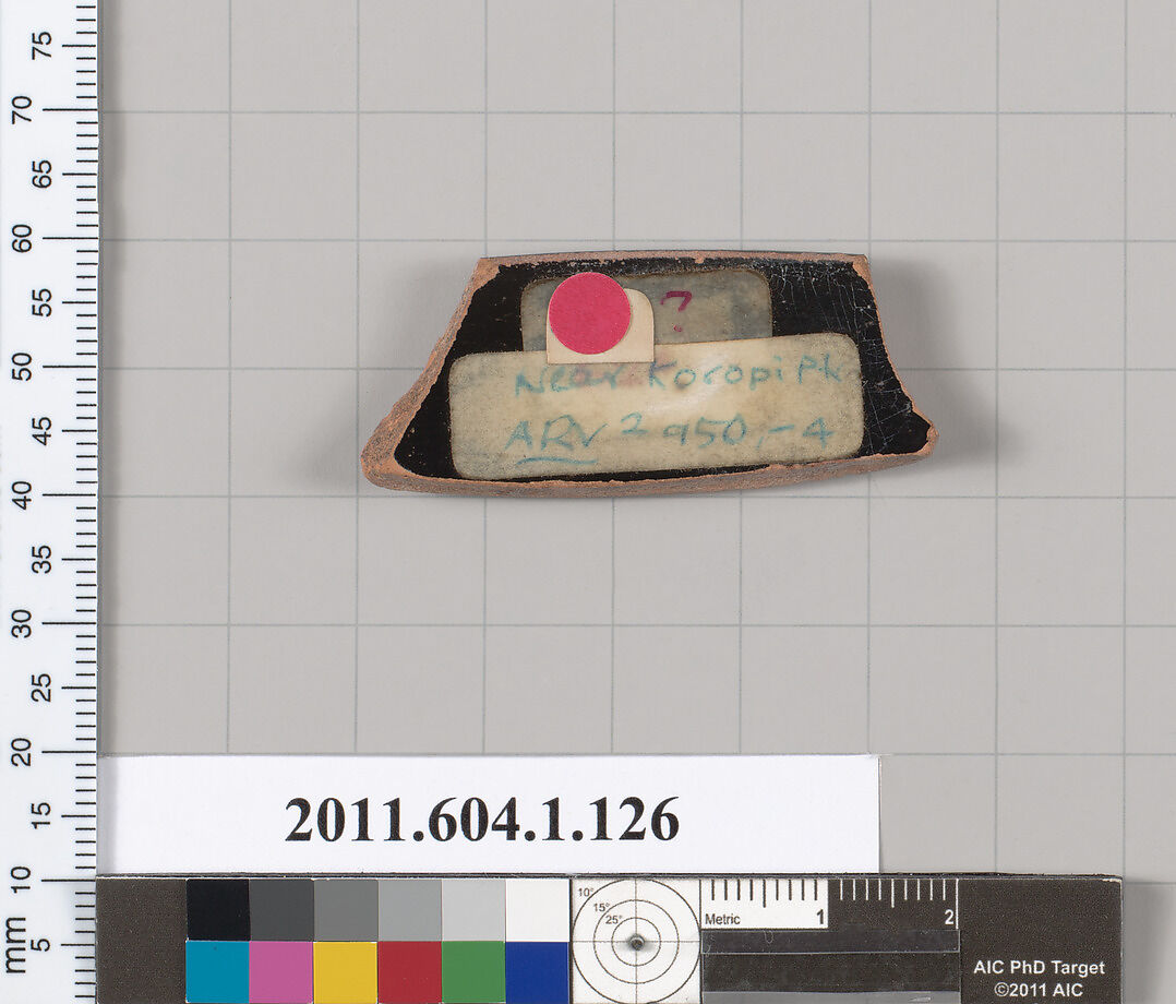 Terracotta rim fragment of a kylix (drinking cup), Attributed to Near the Koropi Painter [DvB], Terracotta, Greek, Attic