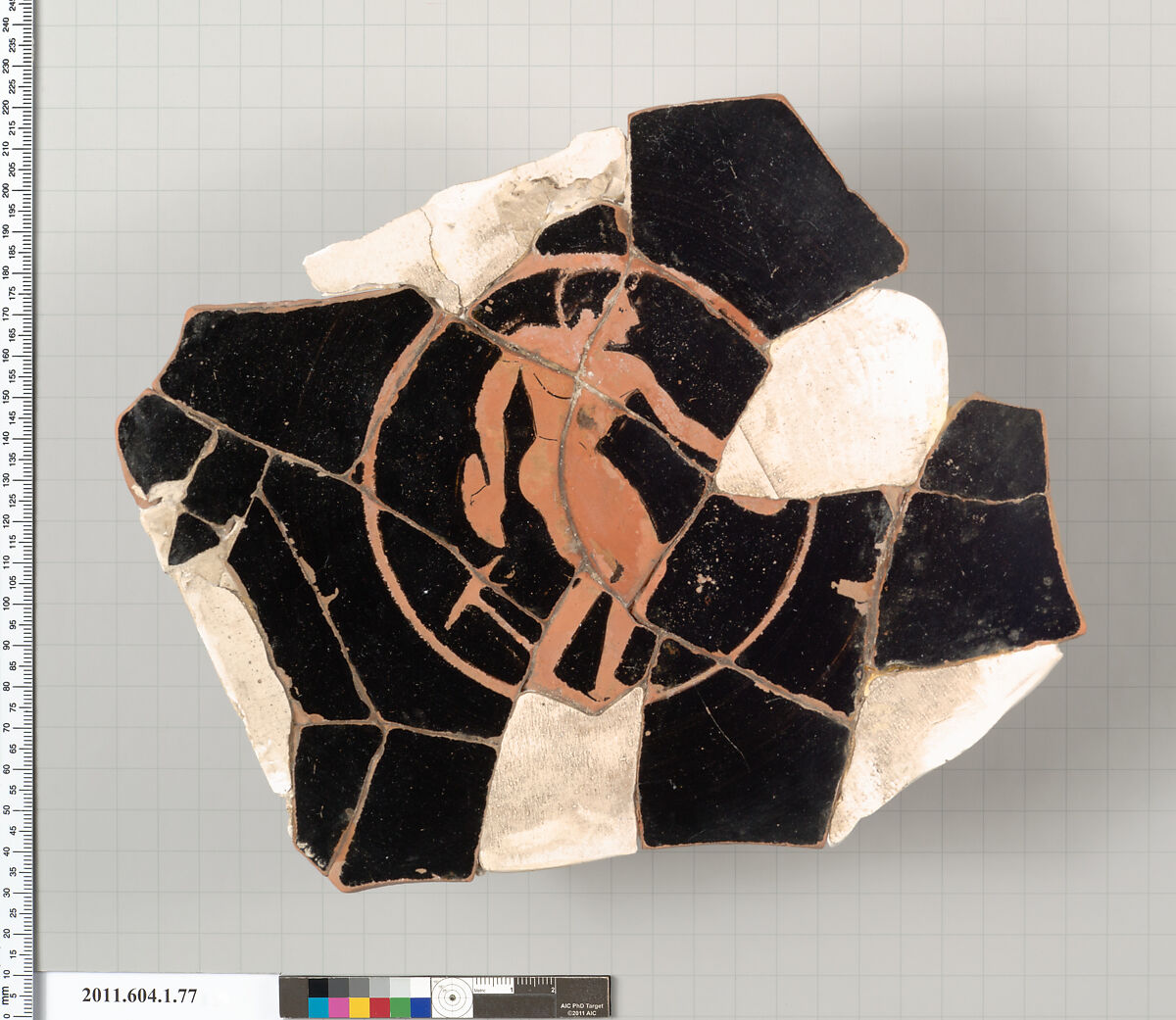 Terracotta fragments of a kylix (drinking cup), Attributed to the Epeleios Painter [DvB], Terracotta, Greek, Attic 