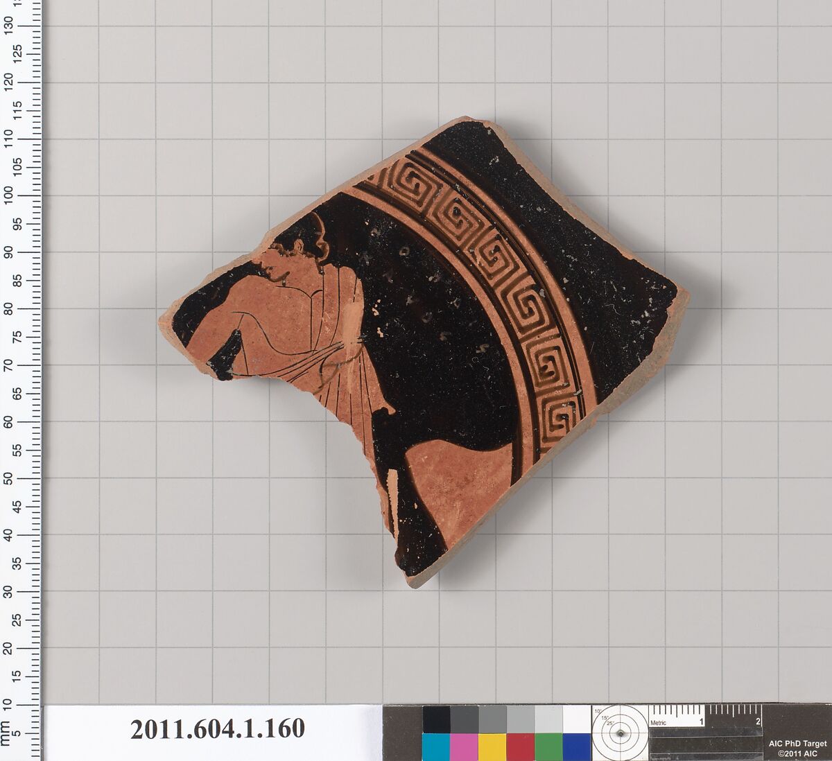 Terracotta fragment of a kylix (drinking cup), Attributed to the Penthesilea Painter [DvB], Terracotta, Greek, Attic 