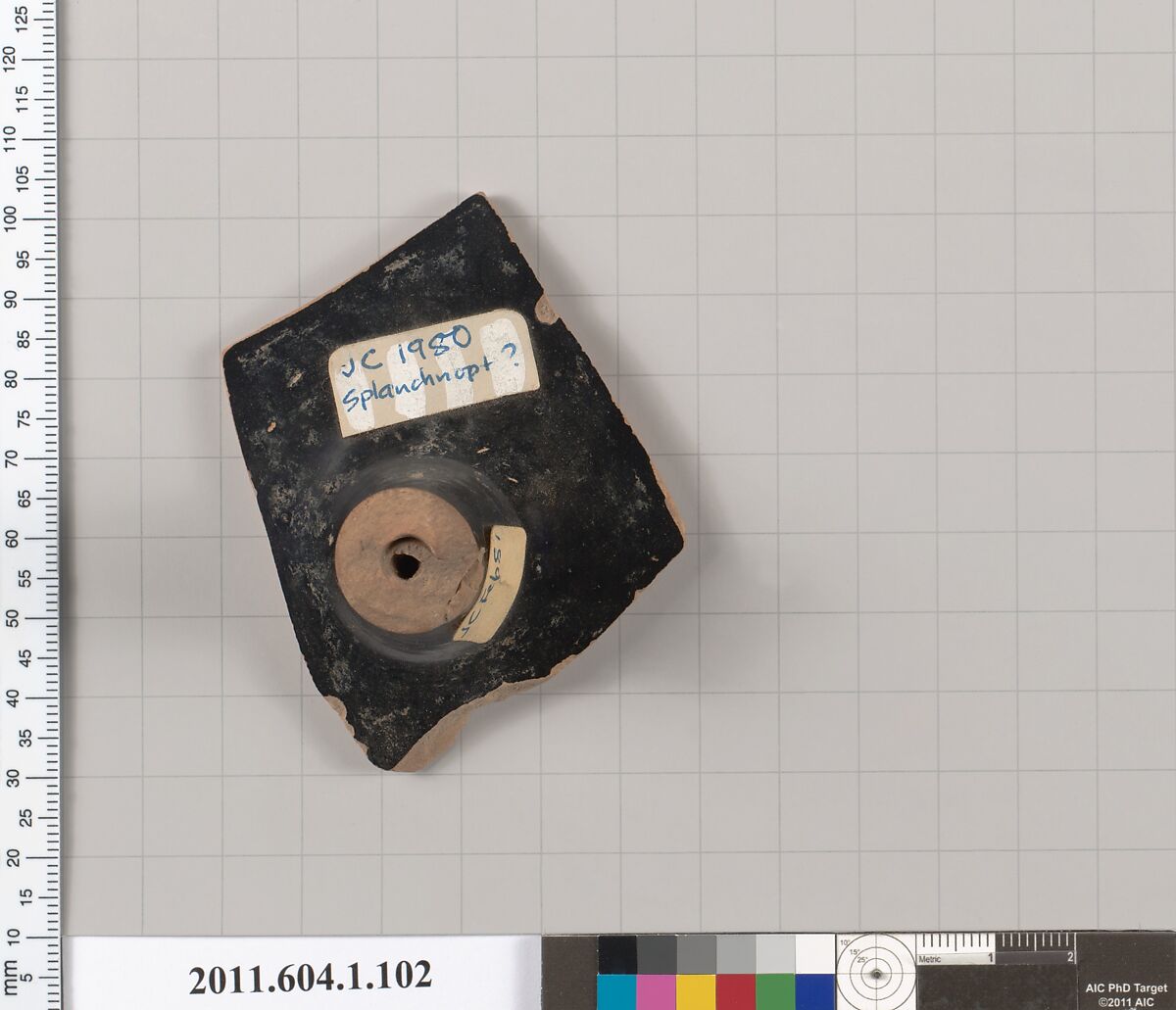 Terracotta fragment of a kylix (drinking cup), Attributed to the Splanchnopt Painter? [DvB], Terracotta, Greek, Attic