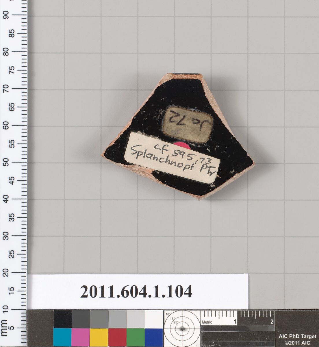 Terracotta fragment of a kylix (drinking cup), Attributed to the Splanchnopt Painter [DvB], Terracotta, Greek, Attic