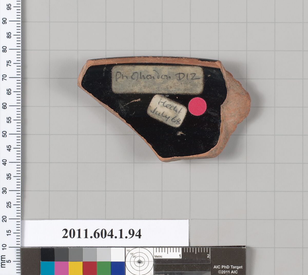 Terracotta rim fragment of a kylix (drinking cup), Attributed to the Painter of London D 12 [DvB], Terracotta, Greek, Attic