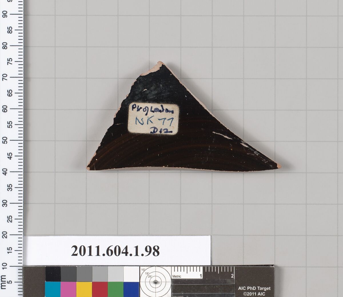 Terracotta fragment of a kylix (drinking cup), Attributed to the Painter of London D 12 [DvB], Terracotta, Greek, Attic