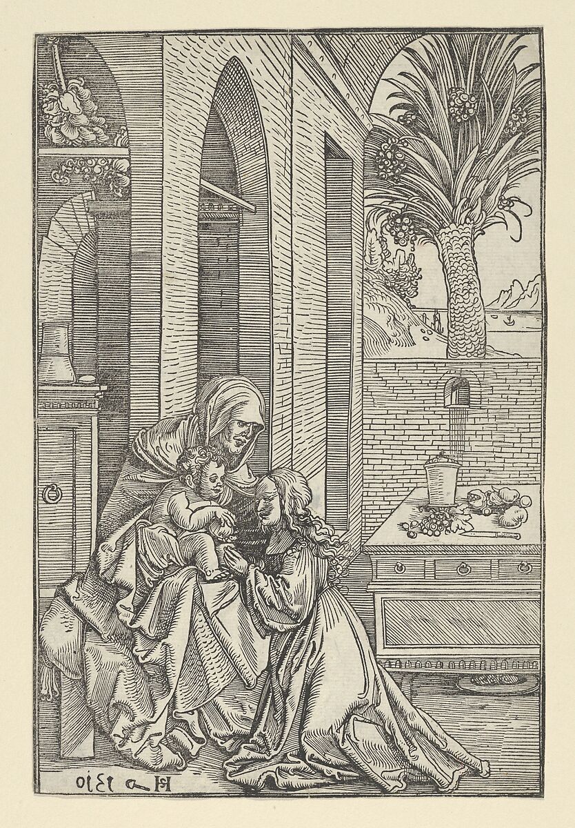 Virgin and Child with Saint Anne, Hans Schäufelein (German, Nuremberg ca. 1480–ca. 1540 Nördlingen), Woodcut 