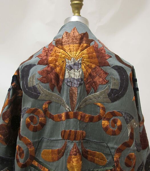 Ensemble, Romeo Gigli (Italian, born 1949), silk, cotton, acetate, nylon, spandex, leather, mother-of-pearl, Italian