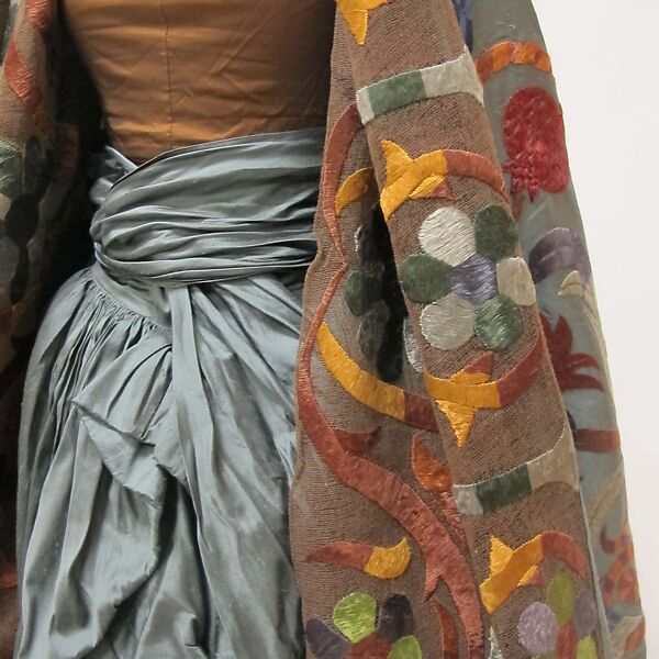 Ensemble, Romeo Gigli (Italian, born 1949), silk, cotton, acetate, nylon, spandex, leather, mother-of-pearl, Italian