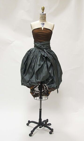 Ensemble, Romeo Gigli (Italian, born 1949), silk, cotton, acetate, nylon, spandex, leather, mother-of-pearl, Italian